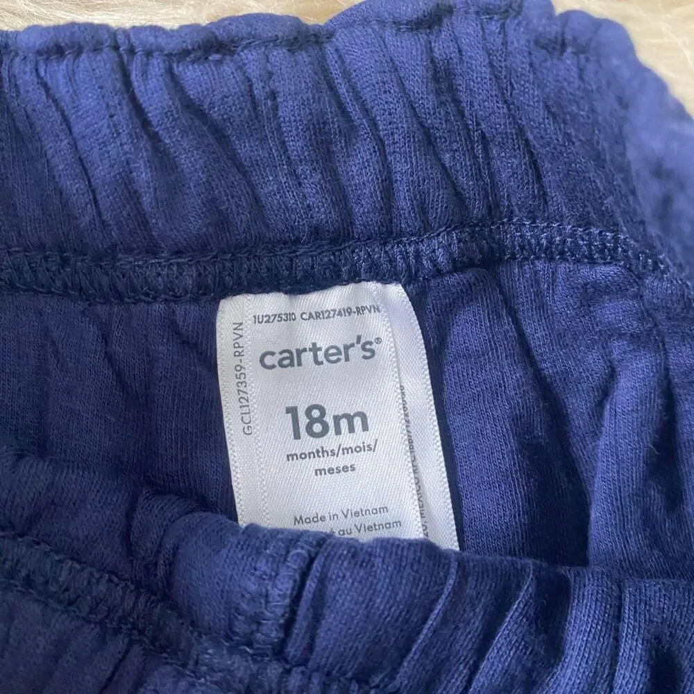 NWT Carter's Baby Boy 2-Piece Hooded Tee & Pant Set - Navy 18 Months
